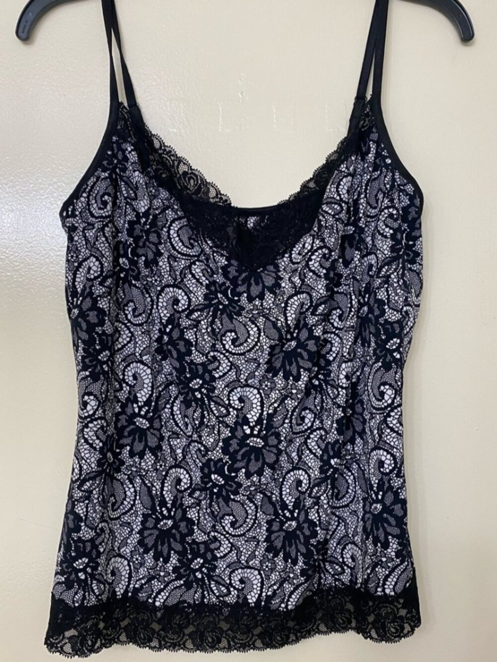 Black Lace Print Camisole Tank Top